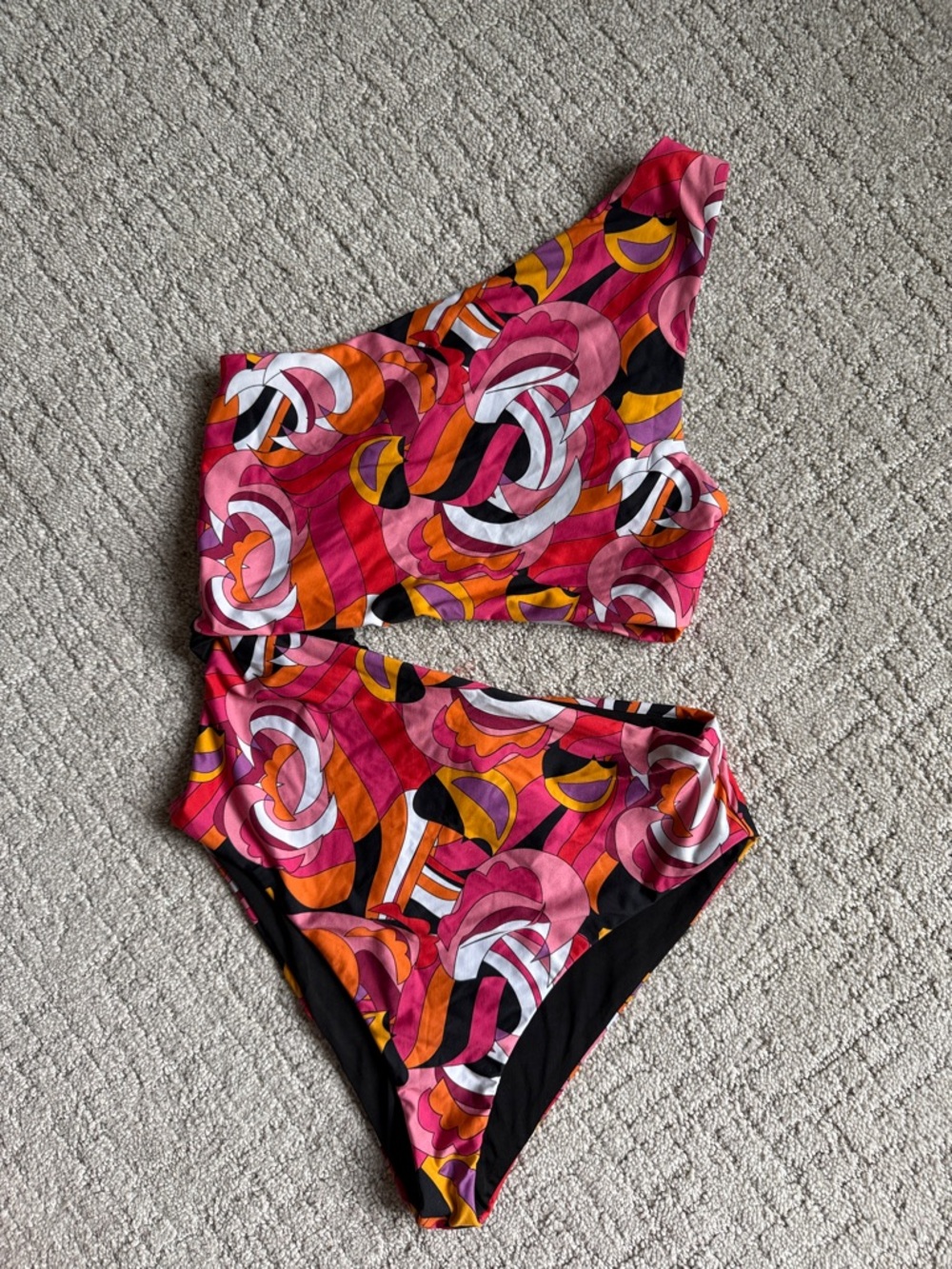 Beach Riot Black Labeled Swimwear with Pink and Orange Accent Trim
